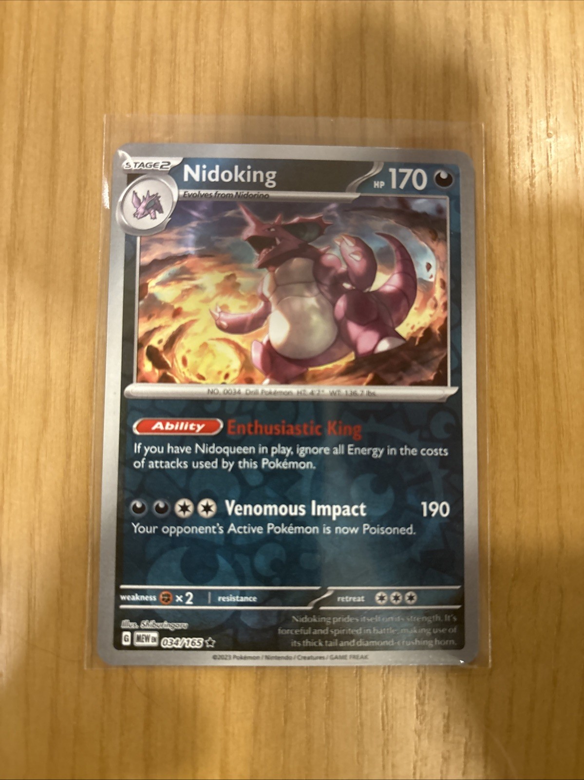 Nidoking Reverse Holo NM 034/165 Scarlet & Violet 151 Pokemon Card