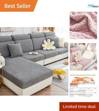Pet-Friendly Stretch Sofa Cover - Easy-Care, Anti-Slip Design in Wheat-Gray