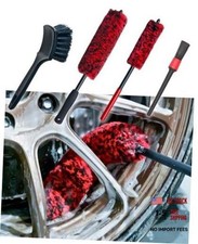 Professional 4 Pack Long Handle Wheel Brush Kit for 4 Pack Red Black