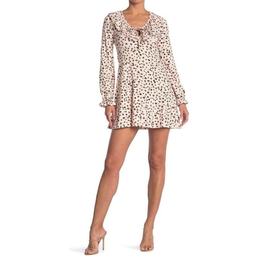 FILA Abito donna nuovo con etichette ROW A stampa animalier con volant taglia GRANDE lunghezza ginocchio casual