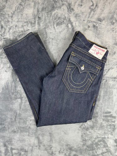 Y2K True Religion USA Made Men's Jeans 38x35 Dark Wash Straight Leg Denim Pants