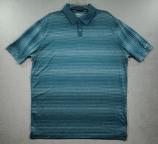Nike Golf Polo Shirt Mens XL Green Short Sleeve Striped Dri Fit Tour Performance