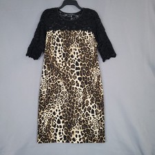 Karen Kane Teen's Black Leopard Print Lace Dress XL Stretch