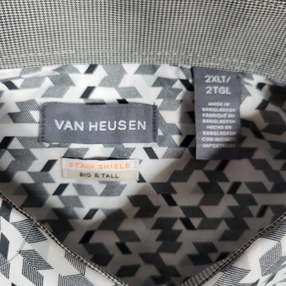 Van Heusen Button Down Dress Shirt Mens 2XL Gray White Stain Shield NWT - Image 2 of 4