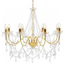 Image of WALPLUS Golden Chandelier with Beads 8 x E14 Bulbs Elegant