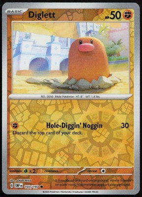 DIGLETT 103/197 COMMON OBSIDIAN FLAMES POKEMON REVERSE HOLO LIGHTLY PLAYED