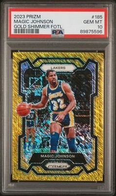 PSA 10 - 2023/24 Panini Prizm MAGIC JOHNSON Gold Shimmer Prizm FOTL 09/10 # 185