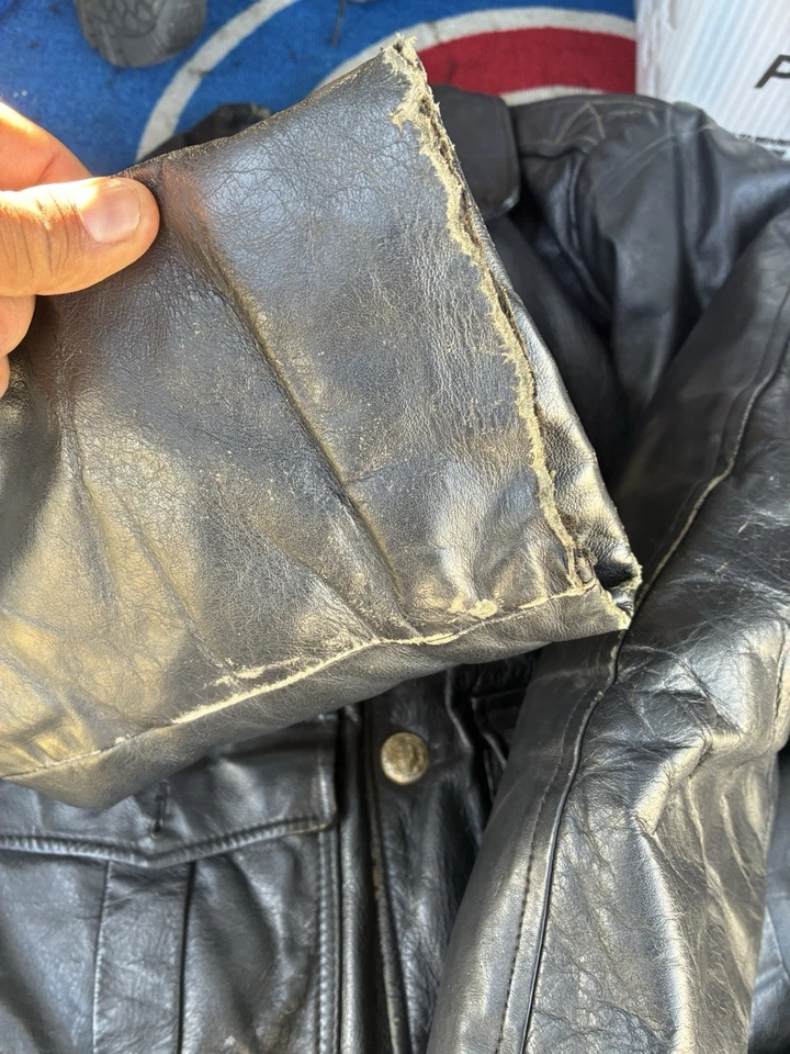 Jaqueta de couro vintage Chicago Police uniformes de couve tamanho grande - Imagem 3 de 4