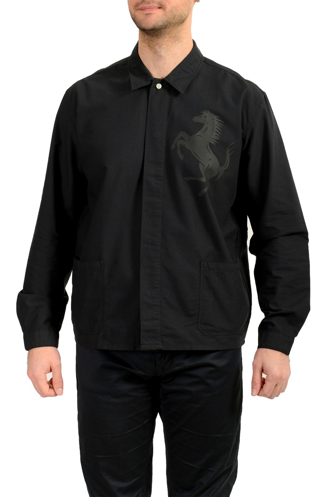 Мужская черная рубашка с длинным рукавом из органического хлопка Scuderia Ferrari US XL IT 54