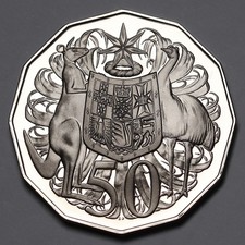 1976 Australia 50c  50 Cents  QEII Proof Coin 21k Minted GEM +Cameo