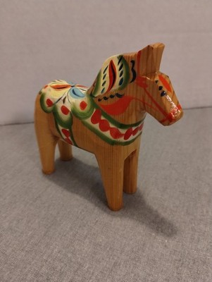 Swedish Dala Horse Nils Olsson Akta Dalahemslojd Carved Painted Wooden 4 