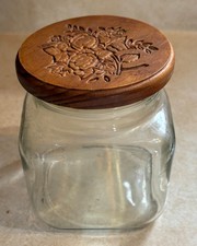 Vintage Glass Storage Jar with Floral Carved ...