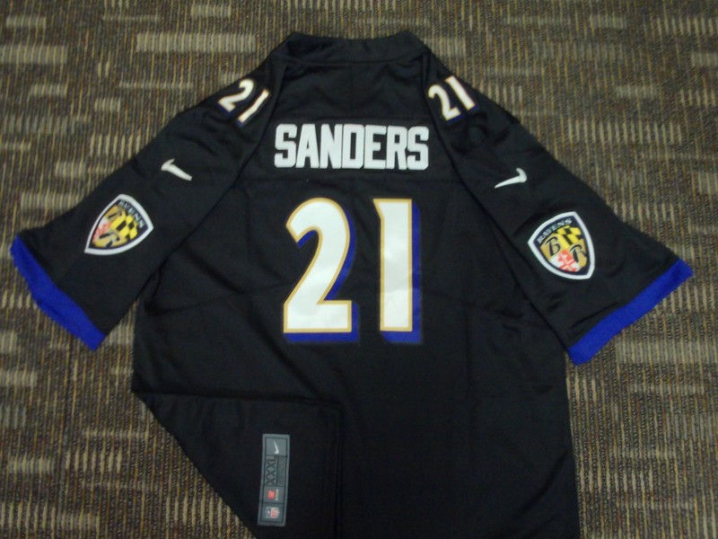 SEWN BLACK DEION SANDERS PRIMETIME BALTIMORE RAVENS NFL GAME FOOTBALL JERSEY 3X