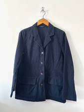 Boden Jacket Coat Size 14 Soft Moleskin Cotton Blue VGC Pockets Pea Coat Buttons