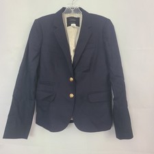 J. Crew Sz 2 Navy Blue Schoolboy Academia Preppy Wool Blend Gold Button Blazer