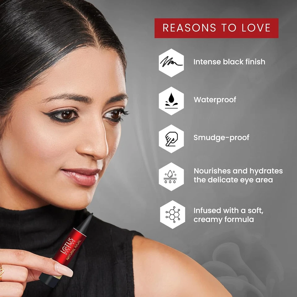 Lotus Herbals Black Pencil Kajal soothes eyes 24 hour Smudge proof 4 gms Pack 2 - Image 3 of 4