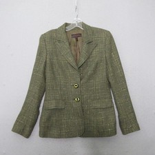 Escada Blazer Green Plaid Wool Silk Metallic ...