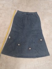 Christopher  Banks Embroidered Floral beaded Long Denim Skirt Size 10 new