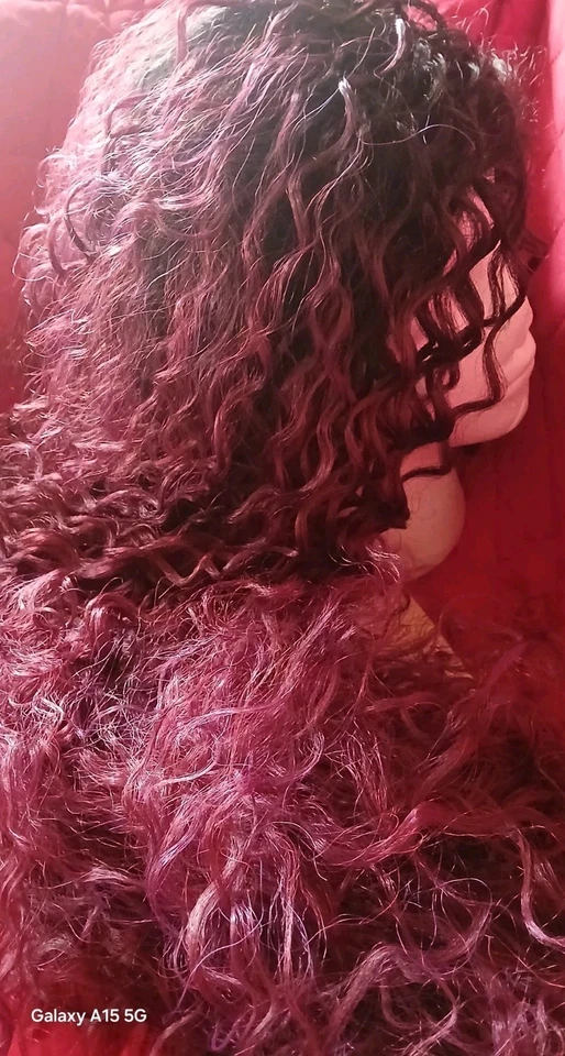 MOTOWN TRESS LET'S LACE 008235 L YONCE BLACK & SANGRIA WINE LONG CURLY ZNIP NWT - Image 3 of 4