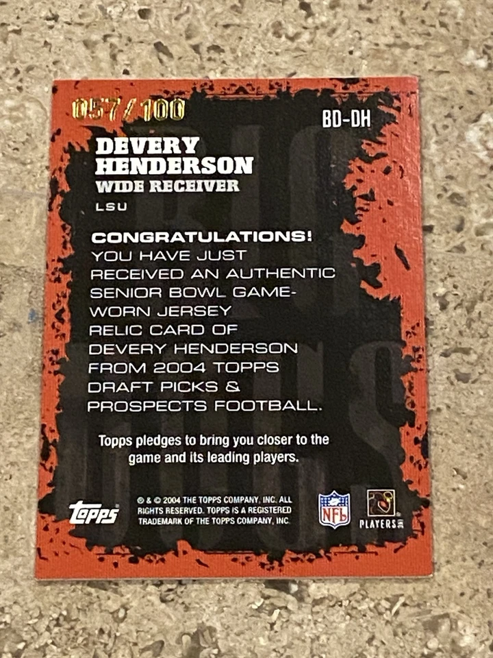 Foil #’d /100 - 2004 Topps DPP Devery Henderson Big Dogs Jersey BD-DH LSU PWE - Image 2 of 3