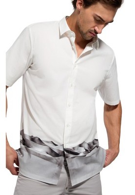 NWT BIKKEMBERGS PRINTED MEN'S SHIRT BMS01871000 WHITE