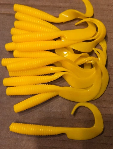 6" Curly Grub Yellow 50 Pk Bulk Bag Bass Plastic Worm Jig or Spinnerbait Trailer
