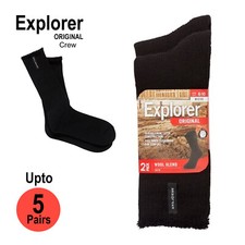 Explorer Original Mens Crew Above Ankle Thick Work Winter Wool Socks Bulk Black