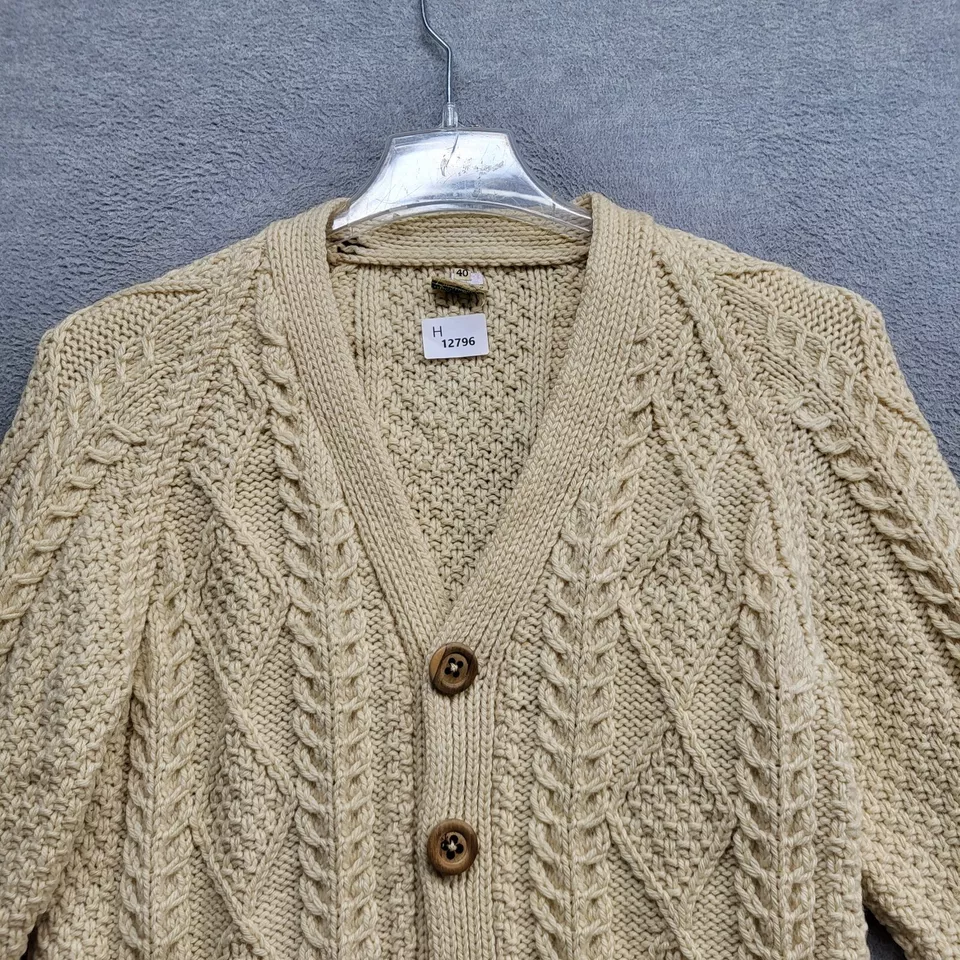 Suéter DE COLECCIÓN Abercrombie & Fitch Hombres 40 Lana Años 60 Tejido con Cable Pescador Irlanda Foto 2 de 4