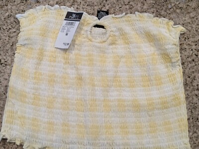 Rue21 Yellow Gingham O Ring Smocked Tube Top  M MEDIUM