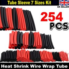 Heat Shrink Tube Sleeves Wire Wrap 7 Sizes Red Black 254 Pcs Shrinking Ratio 1:2