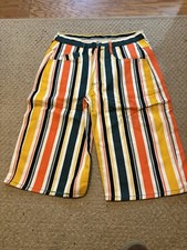 Vintage 80s-90s Rainbow Striped Skater Jean Shorts Size L 33 Waist 100 Cotton