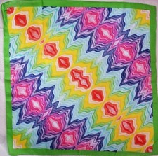 Bandana Handkerchief Scarf Zig Zag Psychedelic Rainbow Cotton 21"x21" Greenbrier