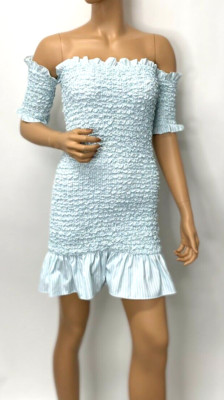 Dress Small Petersyn Off The Shoulder sleeves White Striped Stretchy