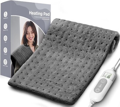 Heating Pad for Back & Cramps Relief,Electric Heat Pad Heat, (Dark Grey,12''x24'')