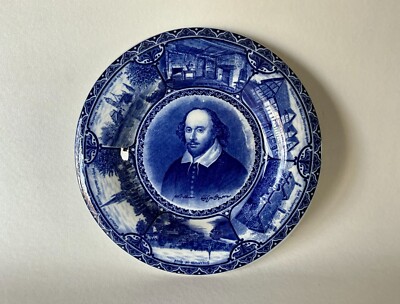 Antique Rowland Marsellus SHAKESPEARE Flow Blue Plate 10 1/8'' R&M England