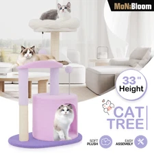 33" Cat Tree Tower Purple Flower Scratching Post Multi Level Playing Condo House