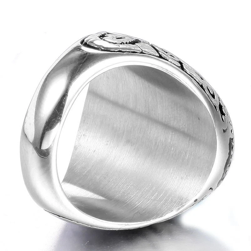 Anillo MENDEL de acero inoxidable para hombre ovalado de ónix negro talla 7 8 9 10 11 12 13 14 15 Foto 2 de 4