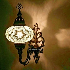 Turkish Moroccan Mosaic Multicolour Tiffany Wall Sconce Lamp Light Large Globe