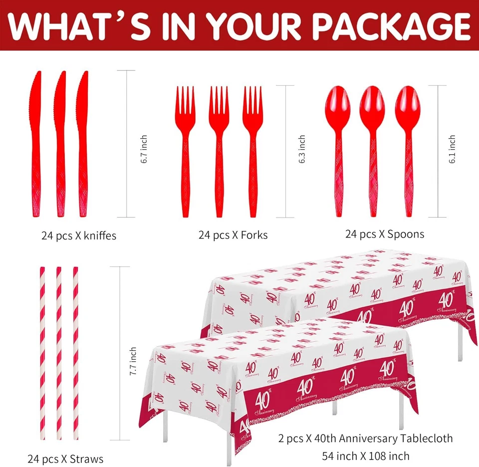 Vajilla Decoraciones 40 Aniversario - Suministro Fiesta 40 Aniversario Boda Foto 3 de 3