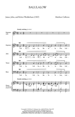 Balulalow Choral SATB divisi a cappella Matthew Culloton
