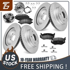 Front Rear Brake Rotors Pads Wheel Bearing Hubs for 2012 13 14 - 2018 Ram 1500