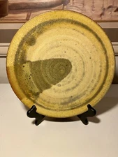 Signed Vintage Sculpted Stoneware Plate Tray Wall Art 10.5”