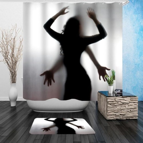 Halloween Thema Kürbis Dusche Vorhang Set wasserdicht Stoff Badezimmer mit 12 Haken - Bild 5 von 11