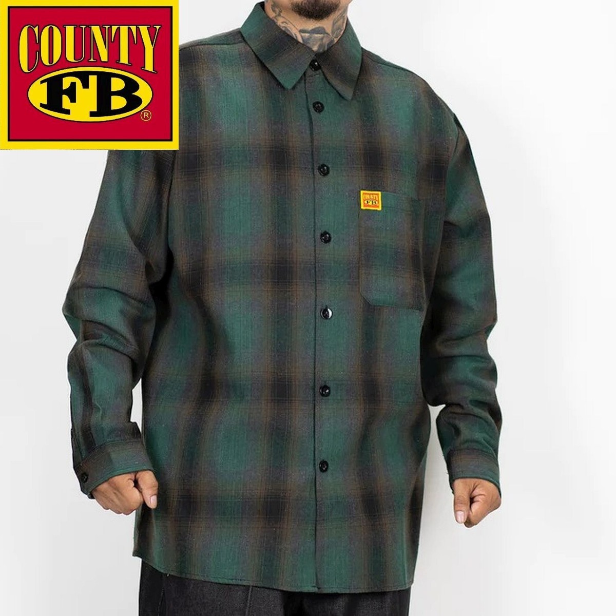 FB County Long Sleeve Plaid Checker Flannel Shirt | eBay