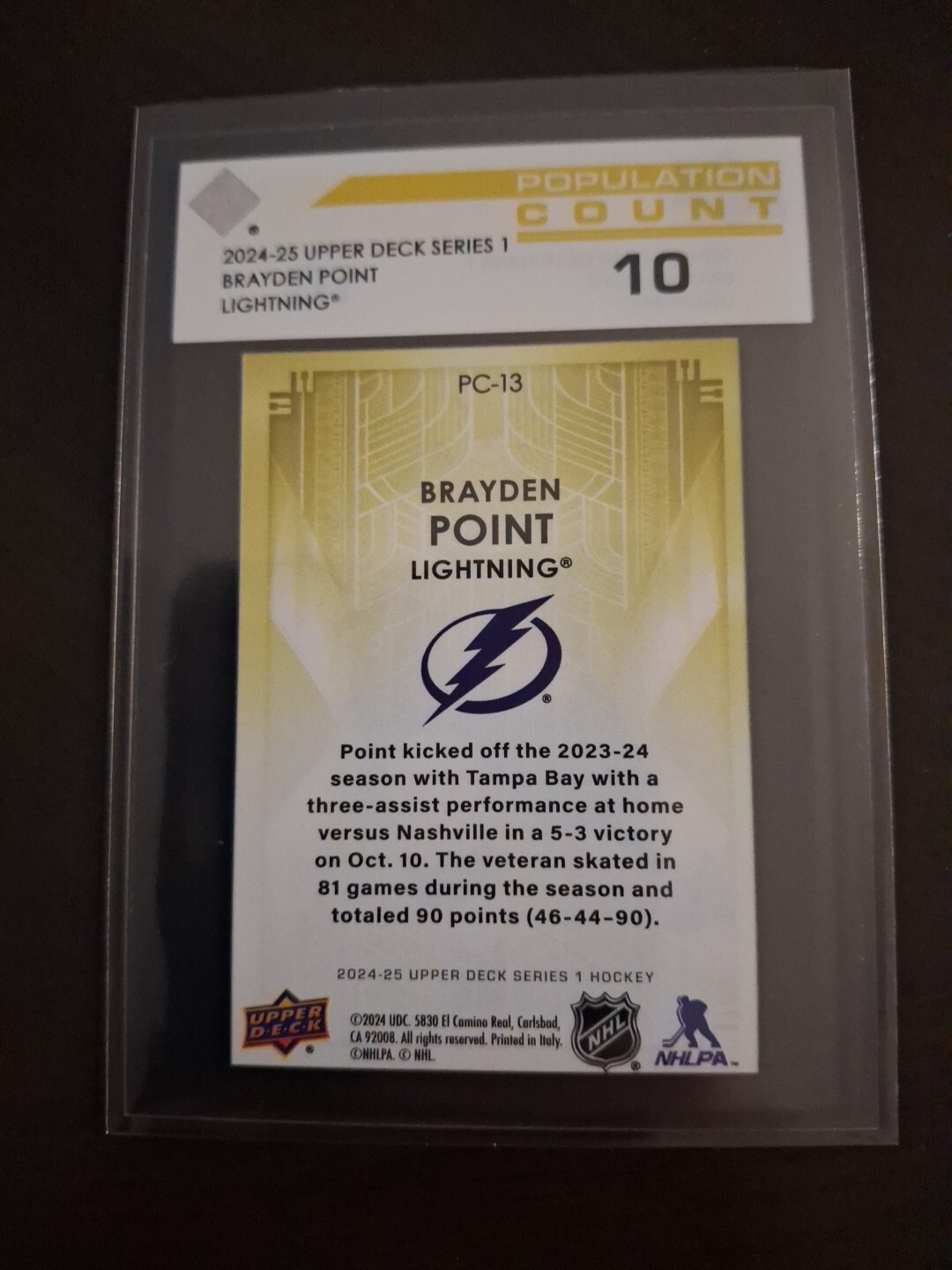 202425 Upper Deck Brayden Point Population Count 10 PC13 Tampa Bay
