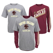 Boston College Eagles Boys Maroon/Grey "Classic Fade" Long/Short Shirt Set