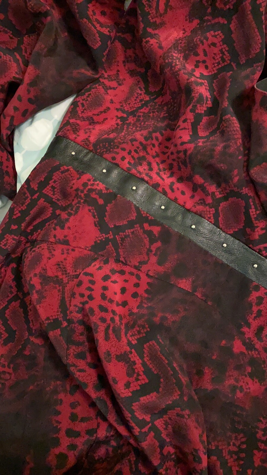 The Kooples / red silk python belted stud wrap sn… - image 4