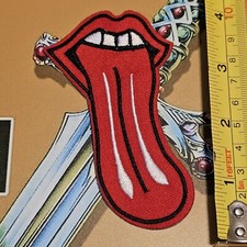 STRANGE ODD WEIRD EXTRA LONG TONGUE OUT PATCH BADGE EMBROIDERY P119 ROCK N ROLL