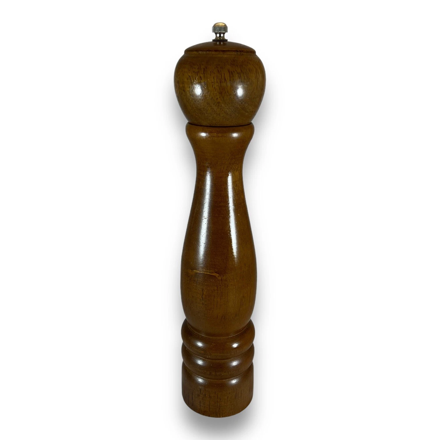 VINTAGE, 12" TALL WOODEN PEPPER MILL GRINDER