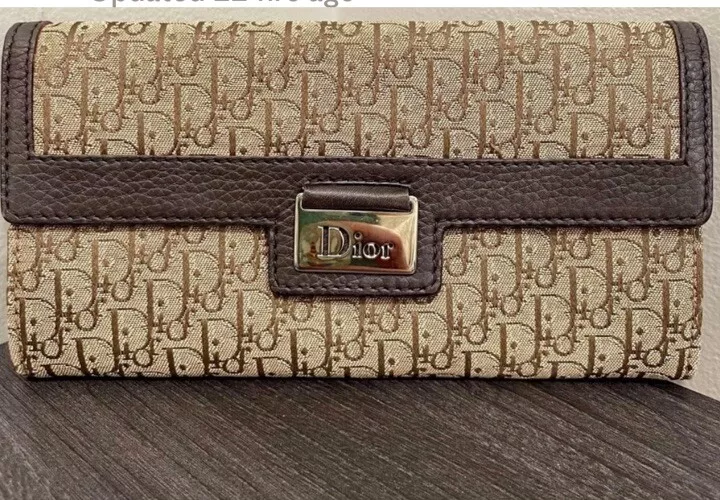 Portefeuille long trotteur cuir toile monogramme marron Christian Dior excellent état